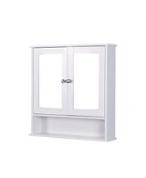 Simplie Fun Wall Mounted Bathroom Cabinet with 2 Mirror Doors and Adjustable Shelf