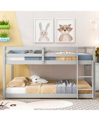 Simplie Fun Twin over Twin Floor Bunk Bed, Grey