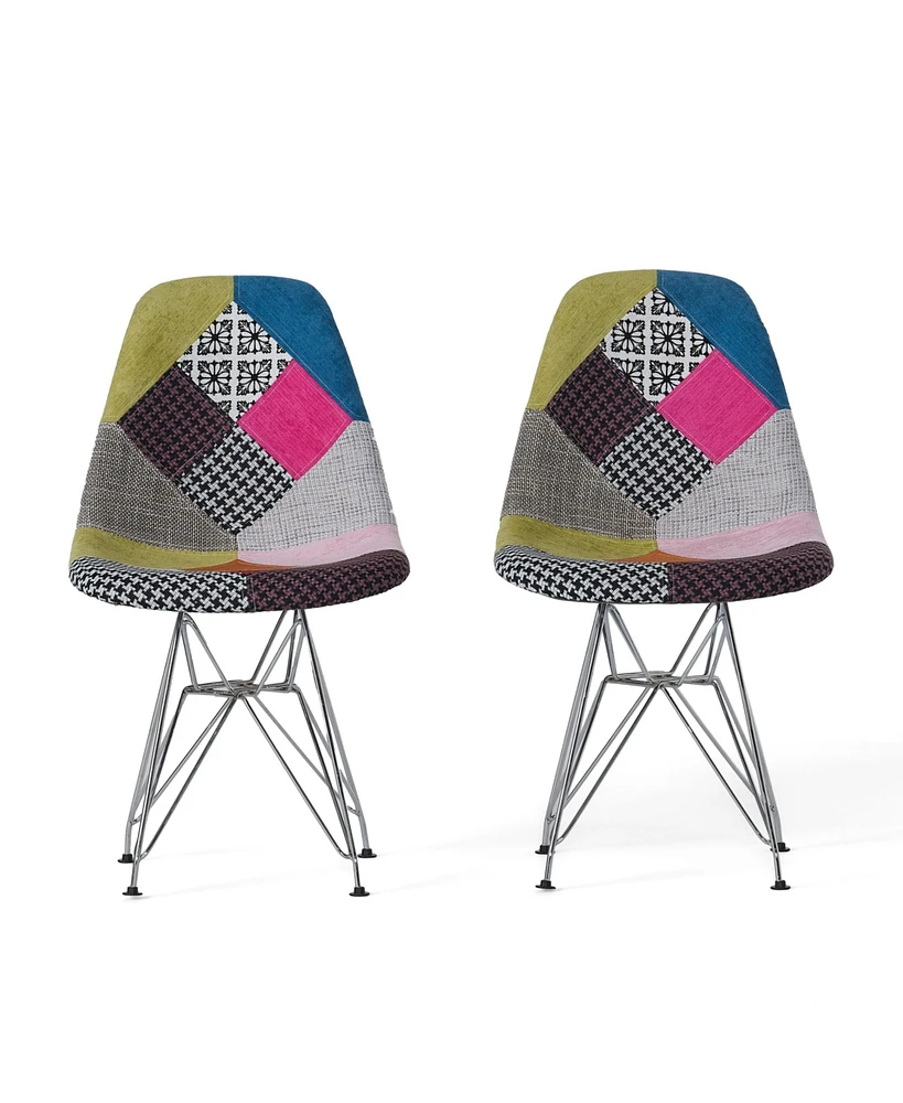 Simplie Fun Willamette Patchwork Chairs with Chrome Legs (Set of 2)