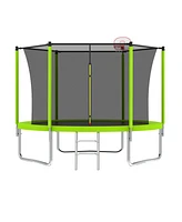 Streamdale Furniture 8FT Trampoline with Safety Enclosure Net, Basketball Hoop, Ladder