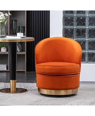 Simplie Fun Contemporary Velvet Swivel Chair, Orange