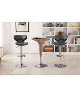 Simplie Fun Upholstery Airlift Adjustable Swivel Barstool with Chrome Base, Set of 2