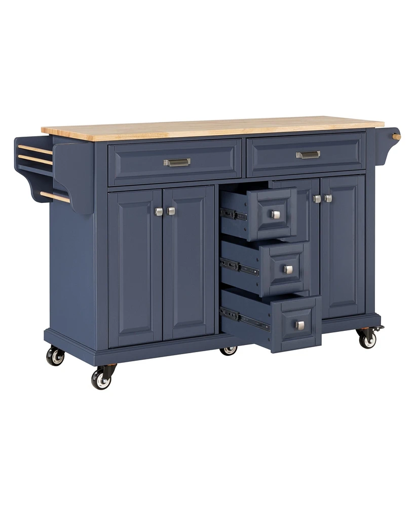 Simplie Fun Cambridge Natural Wood Top Kitchen Island with Storage