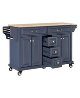 Simplie Fun Cambridge Natural Wood Top Kitchen Island with Storage