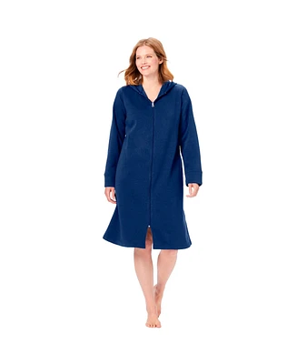 Dreams & Co. Plus Short Hooded Sweatshirt Robe