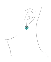 Bling Jewelry Boho Bali Style Scroll Filigree Blue Natural Turquoise Heart Shaped Dangling Earrings For Women Oxidized Sterling Silver Lever back