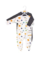 Hudson Baby Baby Boys Cotton Snap Sleep and Play 2pk, Space