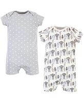 Hudson Baby Baby Boys Hudson Cotton Rompers, Royal Safari 2-Pack