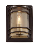 John Timberland Habitat Modern Industrial Outdoor Wall Light Fixture Bronze Brown Warm Brass 11" Clear Glass for Exterior House Porch Patio Outside De