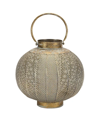 Slickblue Distressed Copper Punched Metal Lantern 11.5"H