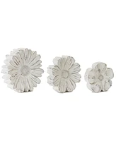 Slickblue White Washed Stone Flower Decor (Set of 3)