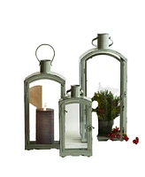 Slickblue Distressed Metal Lantern With Curved Top (Set of 3)