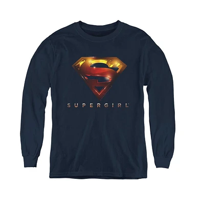 Supergirl Boys Super Youth Logo Glare Long Sleeve Sweatshirts