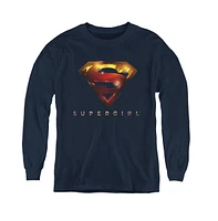 Supergirl Boys Youth Logo Glare Long Sleeve Sweatshirts