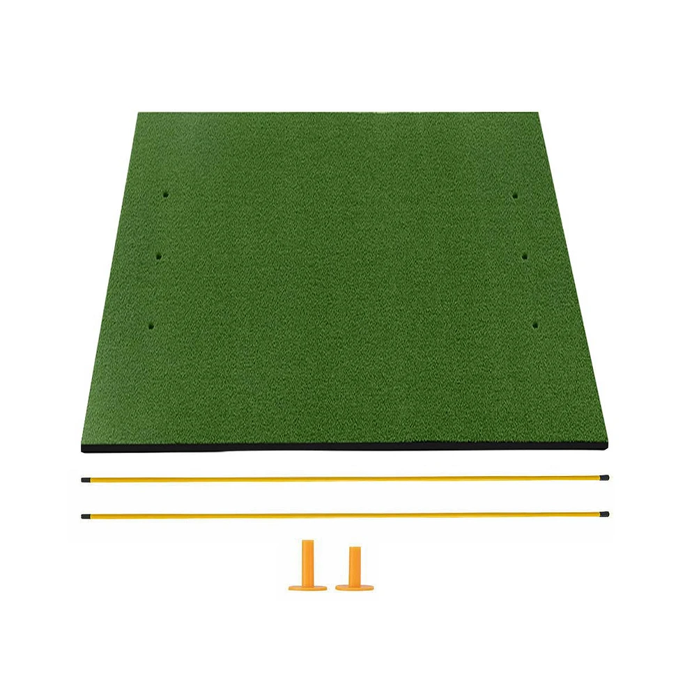 Slickblue Artificial Turf Mat for Indoor and Outdoor Golf Practice Includes 2 Rubber Tees and 2 Alignment Sticks