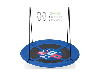 Slickblue Toddler 40 Inches Saucer Tree Swing with Adjustable Hanging Ropes and 900D Oxford Fabric-Rocket