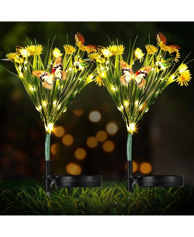 Maggift 2-Pack Solar Butterfly Stake Lights Halloween Christmas Garden Decor