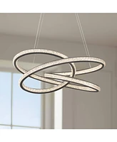 Possini Euro Design London Sand Gray Ceiling Pendant Light 21" Wide Ultra Modern Sprial Dimmable Led Strip Steel Metal Dining Room House Foyer Kitchen