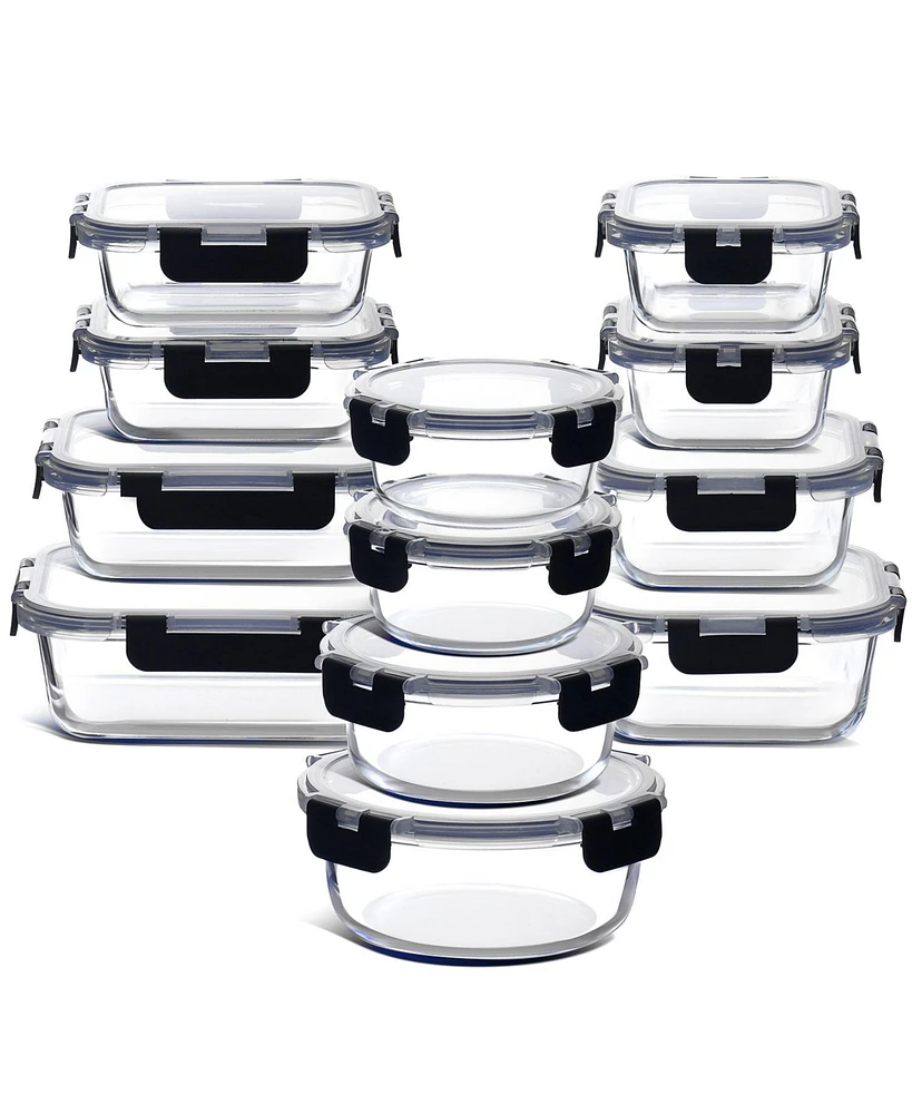 Clara Clark -Pack Airtight Glass Food Storage Containers with Leakproof Snap Lock Lids - Oven