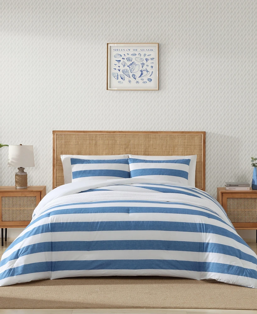 Closeout! Tommy Bahama Home Awning Stripe 3 Piece Comforter Set, King