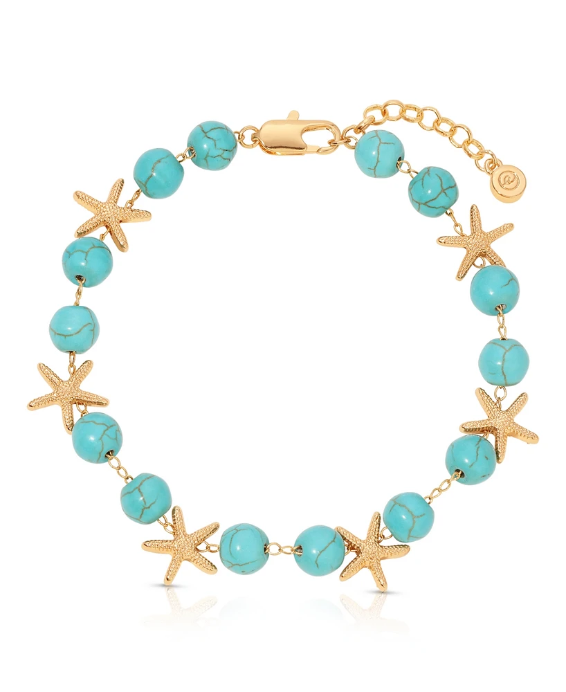 Ettika Starfish and Turquoise Linked Anklet