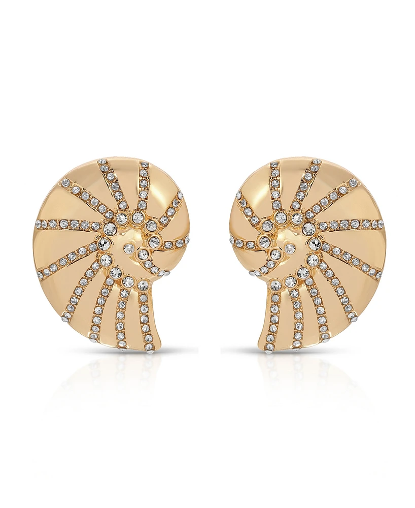 Ettika Studded Shell Statement Earrings