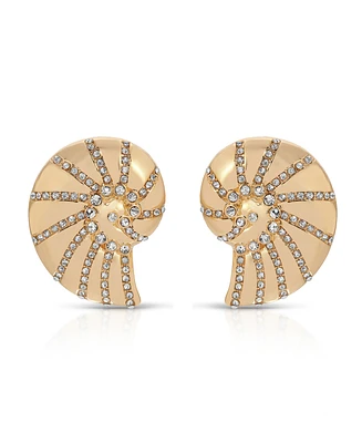 Ettika Studded Shell Statement Earrings