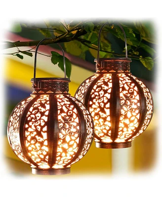 2-Pack Solar Lantern Lights Indoor Outdoor Waterproof Garden Decor