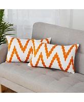 Caromio 2Pcs Chevron Embroidered Decorative Throw Pillow Covers 12" x 20"