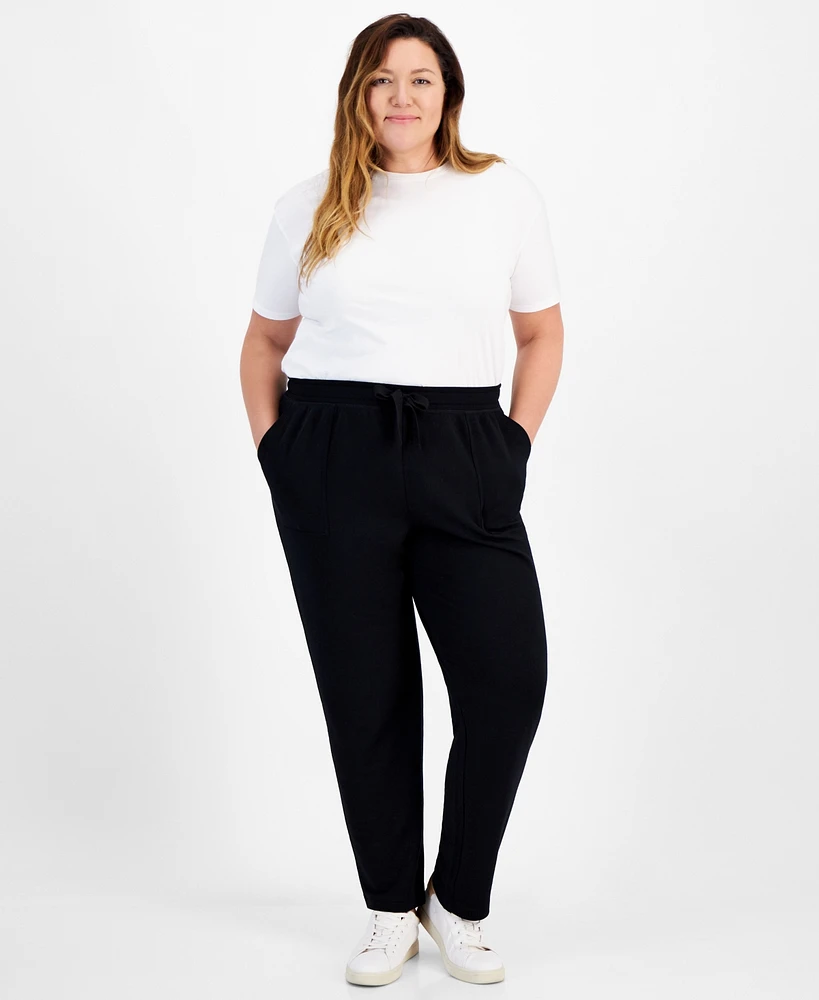 Style & Co Plus Yummy Fleece Drawstring Pants, Created for Macy's