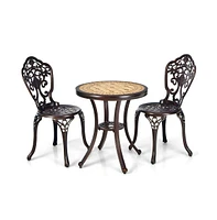 Slickblue 3-Piece All-Weather Cast Aluminum Patio Bistro Set-Copper