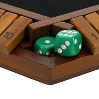 Pacific Shore Games 6 Player 14 in. Shut The Box Board Game, Walnut Stained Wood
