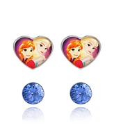 Disney Frozen Stud Earrings Set - Blue Crystal Stud Earrings and Anna and Elsa Earrings