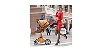 Hotmom Boys Baby Stroller: Height-Adjustable Seat and Reclining Baby Carriage with Four-Wheel Shock Absorption, Bidirectional, Elevated View, Stylish