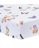 Lambs & Ivy Butterfly Dreams Breathable 100% Cotton Fitted Baby Crib Sheet