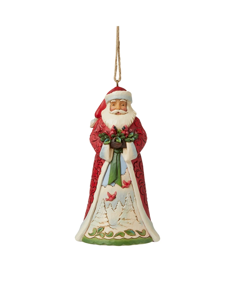 Jim Shore Holiday Santa Holding Cardinal Ornament