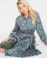 On 34th Women's Long-Sleeve Pleated Shirtdress, Created for Macy's