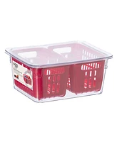 Oggi 8.75" x 6.75" x 3.75" Berry Container for Fridge - Double Colander Basket