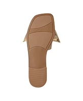 Marc Fisher Women's Finey Square Toe Slip-On Flat Sandals