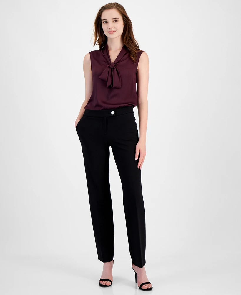 Anne Klein Women's Mid-Rise Extended-Tab Pants