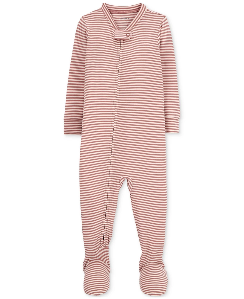 Carter's Baby Striped One-Piece PurelySoft Footed Pajamas