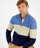 Club Room Men's Tri-Block Full-Zip Sweater, Created for Macy's