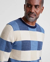 Club Room Men's Textured Check Merino Crewneck Sweater, Created for Macy's