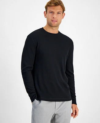 Club Room Men's Thermal Long-Sleeve Ribbed Crewneck Sweater, Created for Macy's