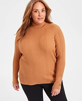 Jm Collection Plus Size Variegated-Rib Turtleneck Sweater, Created for Macy's