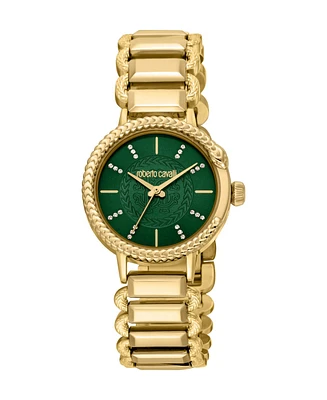 Roberto Cavalli Women's Quartz Gold-tone Stainless Steel Watch 30mm