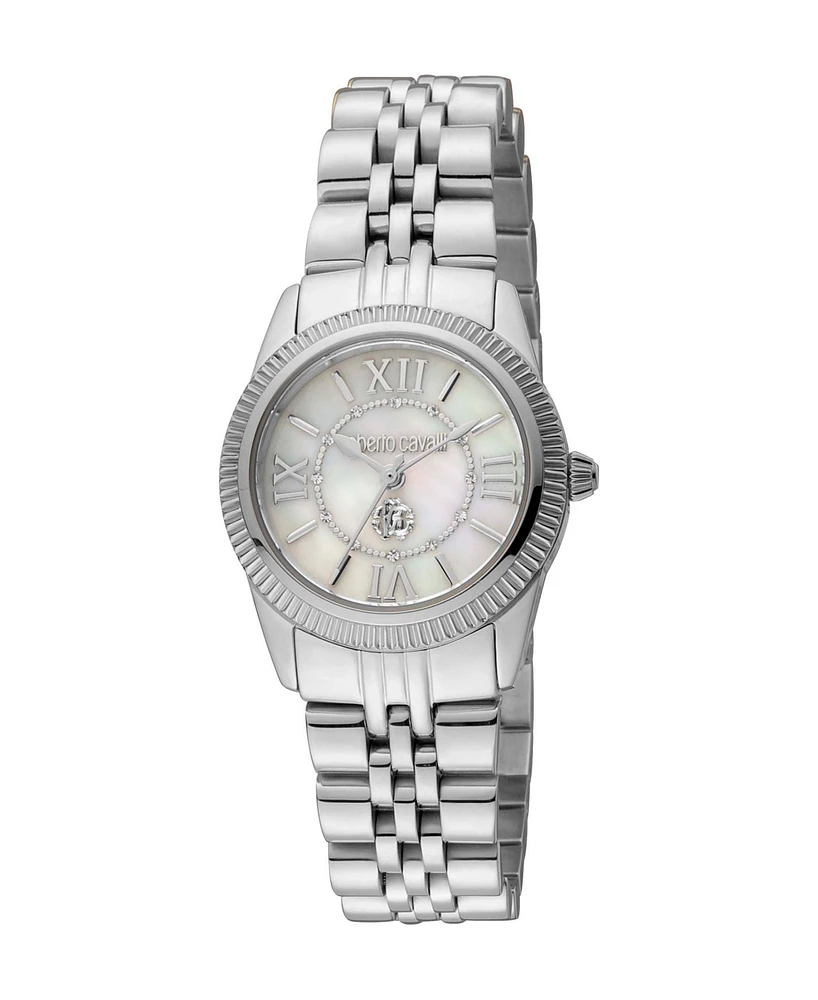 Roberto Cavalli Women's Quartz Silver-tone Stainless Steel Watch 28mm