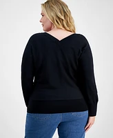 I.n.c. International Concepts Plus V-Neck Dolman-Sleeve Top, Created for Macy's