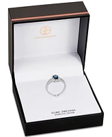 Giani Bernini Cubic Zirconia Blue Oval Halo Ring Sterling Silver, Created for Macy's