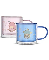 JoyJolt Hello Kitty and Friends LittleTwinStars Double Wall Coffee Mugs, Set of 2